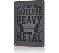 Mur Étain Panneau Salle De Sport Vintage Quiet Time Heavy Metal Affiche Rétro Tin Signs Décorative Metal Sign pour Salle De Bain Restaurant Garage S