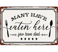 Mur Étain Panneau Vintage Beaucoup Ont Mangé Ici Peu Sont Morts Metal Sign Rétro Métal Étain Signe Vintage Tin Signs Pour Chambre Garage Restaurant M
