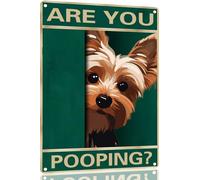 Mur Étain Panneau Yorkshire Terrier Êtes-Vous en Train De Faire Caca Art Drôle Tin Signs Rétro Metal Sign Décorative Métal Étain Signe pour Chambre Restaurant Cuisine S