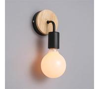 Mur européen léger en bois massif en fer mural mur moderne moderne loft loft noir lampe murale de la lampe murale simple tête e27 mur? Applique pour les enfants salon de chambre à coucher Bar lecture