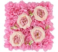 Mur floral de 40 cm avec éléments d'hortensia de pivoines roses superposées pour l'amélioration de l'arche de mariage et les besoins de fond de photographie (40 x 40 cm, rose foncé)