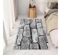 Mur Gris Shabby Chic Tapis Antidérapant 80x150cm Carpet Salon Lavable en Machine Mur de Ferme Vintage Tapis D'entrée Doux Moquette Chambre Poil Ras Moquette Entree Interieur, Paillasson Extérieur