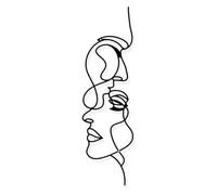 Mur Métallique Art Minimaliste Art Décor De Visage De Couple Minimaliste, Ligne Murale Abstraite Moderne Fer Sculpture Décoratives Homme Femme En Métal pour salle de bain et salon ( Taille : 50*18cm )