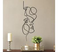 Mur Métallique Art Minimaliste Décoration Murale Ligne Métal Décoration d'art de ligne de visage Murale Moderne Art Mural Décoration pour Chambre Salle à Manger Cuisine Couloir Bureau (40*14cm)