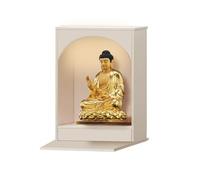 Mur monté en bois massif Shrine Bouddhiste Altar, God Of Wealth Cabinet avec lumière LED, étagère de dessin et de stockage, table de méditation pour la maison de prière (B,40 cm/15,7 pouces)