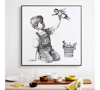 Mur noir et blanc Simplicité Game Changer Banksy Art Shows Toile Peintures Wall Art Photo Décoration Bureau Affiche Imprime 50x50cm Sans Cadre