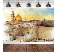 Mur Occidental de Jérusalem Toile de Fond pour l’année juive Tova Souccot Soucca Souccah Yom Kippour Pourim Hanoukka décorations 210cmx150cm