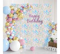 Mur Scintillant irisé -- Mur Brillant Décoratif (1,80m x 1,50m) - Toile de Fond - Arrière Plan - Décoration Mariage, Anniversaire, événements, photobooth, Selfie - kit de 30 Panneaux