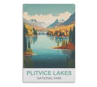 Mur Signe Affiche de Fer Métal Mur étain Panneau Attention Plaque Rétro décoration Murale pour Café Bar Hôtel Jardin ParcParc national des lacs de Plitvice15x30cm（6x12 pouces）A1063