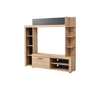 Mur TV BALTIMORE - Avec rangements - Coloris : Chêne & Anthracite