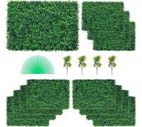Mur végétal artificiel 12 pcs. 24 x 16 pouces, haie artificielle verte, plaque de buis artificiel PE, protection visuelle plantes artificielles 60 x 40 cm, haie de protection visuelle décoration mural