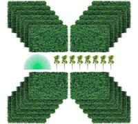 Mur végétal artificiel 24 pcs. 24 x 16 pouces, Haie artificielle verte, Plaque de buis artificiel PE, Protection visuelle plantes artificielles 60 x 40 cm, Haie de protection visuelle Décoration mural
