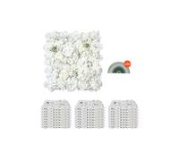 VEVOR Panneau Mural Décoratif Floral, 24 PCS, Mur à Fleurs Artificielles 3D, 38x38 cm, Conception Sans Couture Installation Facile pour Mariage, Saint-Valentin, Fête Prénatale, Décoration Fond, Blanc