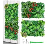 Mur végétal artificiel lot de 2, 60 x 40 cm, modulable et découpable | Décoration végétale réaliste pour intérieur et extérieur, facile à installer et à entretenir