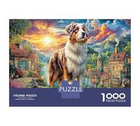 Mur Ville Antique Chine 1000 Pièces Puzzle Favorisant La Détente Mentale en Carton De Première Qualité Berger Australien Soleil Parfait pour Une Pause Au Travail Et comme en Ca