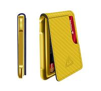 MURADIN Portefeuille Tactique Pliable en métal pour Homme - Blocage RFID - en Aluminium - Cadeau pour Homme - Fibre de Carbone - Jaune