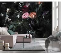 Mural Géant Photo Papier Peint 366x254cm Fleurs Noires Décor Floral Chambre