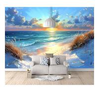 Mural Panoramic 3D Self-adhesive Wallpaper Sunset on the beach, sea clouds 100x70cm Living Room Bedroom Tv Background Wall Hd Printing Custom Tapestry Photo Poster