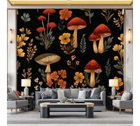 Mural Personnalisé 3D Plantes Forestières Anciennes Champignons Papier Peint, Papier Peint Panoramique Style Cachemire pour Salon Chambre d'enfants Restaurant Décoration Murale 250 x 175 cm