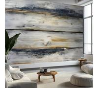 Mural Personnalisé 3D Rayures Texturées Bois Vintage Papier Peint, Papier Peint Panoramique Shabby Chic pour Salon Chambre d'enfants Restaurant Décoration Murale 500 x 280 cm