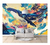 Mural Photo Self-adhesive Wallpaper Whales are beautiful marine animals 100x70cm 3D Wall Art Poster Picture Boy Girl Bedroom Gift Decoration Photos
