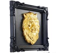 Mural Relief Animal 3D Or Lion Éléphant Résine Noire Rétro Décoration Salon Entrée 11,5 cm(Lion)