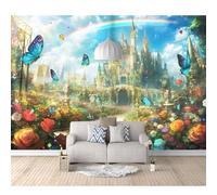 Mural Self-adhesive Wallpaper Photo Home Custom 3D Magic Castle Building Rainbow 100x70cm Living Room Tv Background Wall Waterproof Painting Posters