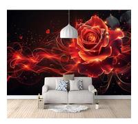 Mural Self-adhesive Wallpaper Red roses romantic black 100x70cm Murals 3D Bedroom Living Room Tv Decoration Wall Cloth Fresco for Office Hotel Clothing Shop Background