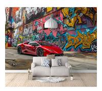 Mural Self-adhesive Wallpaper Sports cars, cars, street graffiti 100x70cm Murals 3D Bedroom Living Room Tv Decoration Wall Cloth Fresco for Office Hotel Clothing Shop Background