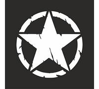 mural stickers Autocollants 4 x 4 off Road Star Militaire détruit US Army - Applicable sur le capot ou le gardien de votre voiture - Lot de deux - belles pièces - (blanc, 10 x 10)