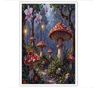 Mural Sur Toile Illustrations De Contes De Fées Impression Toile Peinture Forêt De Champignons Affiches Murales Sur Toile Impression Artistique pour Maison Salon Chambre, Sans Cadre - Jaune-Vert
