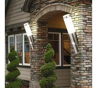 Applique murale d'extérieur lampe de jardin en acier inoxydable lampe de porte d'entrée argentée, look torche, 1x E27, DxH 7,6x40 cm, lot de 2