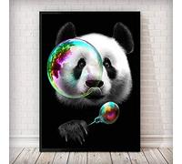 Murale Art Peinture Toile Tableau Murale Art Tableaux Tableaux Tableaux Panda DrôLe Soufflant Bulles Abstrait pour La Maison Et Le Bureau DéCorations sans Cadre