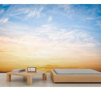 Murale autocollante Pastel Sky & Wispy Clouds - Papier peint auto-adhésif à tonalité douce pour murs d'accent 350x250cm (Non autocollant)