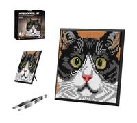 Murale Chat Blocs de Construction, 3623 Pièces DIY Pixel Art Chat Noir et Blanc Mini-Ensemble de Construction, Décoration Murale ou de Table Unique, Cadeau D'anniversaire Créatif pour Adolescents