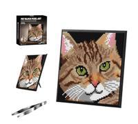 Murale Chat Blocs de Construction, 3623 Pièces DIY Pixel Art Chat Tigré Brun Mini-Ensemble de Construction, Décoration Murale ou de Table Unique, Cadeau D'anniversaire Créatif pour Adolescents