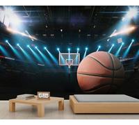 Murale de Basketball & Arena Spotlight - Décor de scène rapprochée de ballon et panier pour la salle de jeux et la décoration de la cave à homme 100x100cm (Non autocollant)