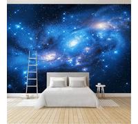 Murale Décorative Chambre - Fantasy Univers Galaxie - 400x280 cm Grand - Papier Peint Intissé Décoration Panoramique Papier Peint Photo Murale Salon Chambre Bureau, bleu