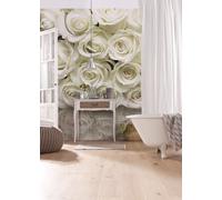 Murale Florale Roses Papier Peint 144x100 Pouces Fleurs Revêtement Mural Blanc