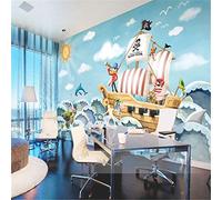 Murale Fond D'Écran Papier Peint Intissévente En Gros De Bateau Jack Sparrow Murale Pirate 3D Cartoon Papier Peint Murale Pour Bébé Enfants Chambre D'Enfants 3D Peintures Murales Fresque, 300 * 210 Cm