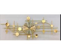 Murale Géante 100cm, Pendule Murale Moteur en Métal Horloge Numérique Murale pour Le Salon Créatif Horloge Murale Silencieuse Créative Décoration Intérieur, Gold, 110 * 42cm