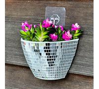 Murale Jardinière Boule Disco,Pot de Fleur Suspendu Boule à Facette,Argentés Paillette Miroir Boule Disco Vase Murale,Moderne Boule à Facette Deco pour Plante,Avec Chaîne,Cadeaux Femmes,5x6zoll