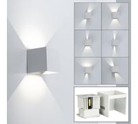 Applique d'extérieur éclairage haut et bas extérieur Applique murale LED d'extérieur, cône lumineux orientable, aluminium blanc, LED 5W 700lm blanc neutre, LxPxH 10x10x10 cm