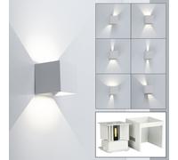 Applique d'extérieur éclairage haut et bas extérieur Applique murale LED d'extérieur, cône lumineux orientable, aluminium blanc, LED 5W 700lm blanc neutre, LxPxH 10x10x10 cm