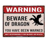 Murale Métallique, Avertissement Rétro : Attention Aux Animaux Et Au Dragon, Plaque en Métal Antirouille, Durable Signe De Métal pour Collection Chambre Hôtels, 20X30Cm