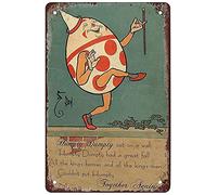 Murale Métallique Comptine Humpty Dumpty Affiche Étain Décorative Poster en Métal Mural Plaque Rétro Étain Mural Signe pour Café Parc Cadeau S