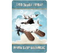 Murale Métallique, Élan de Bain Never Stop Dreaming, Métal Mur Affiche, Signe de Métal pour Hôtels Parc Collection S