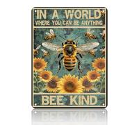 Murale Métallique Fleur et abeille amusantes dans un monde où vous pouvez être n'importe quoi,Affiche Étain,Collection,Café,Poster en Métal Mural Plaque,Parc M