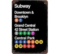 Murale Métallique Station Centrale De Métro De New York City, 42E Rue Affiche Étain Rétro Metal Sign Plaque pour Collection Chambre Décoration S