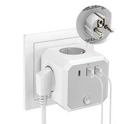Murale Multiprise Prise Cube, 7 en 1 Multiprise Cube avec 4 Sorties AC, 2 Ports USB et 1 Type C, 4000W Power Prise USB avec Interrupteur, pour la Maison, Le Bureau, Les Voyages, Blanc